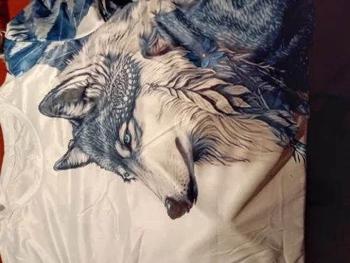 3D Printed Wolf Pattern Casual Men's T-Shirt photo review