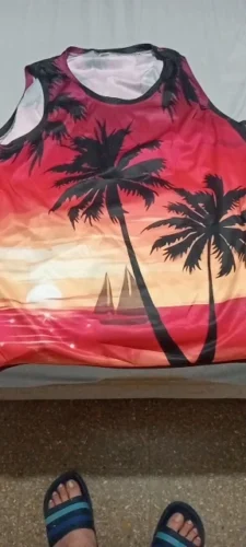 Seaside Sunset Print Tank Tops for Men photo review