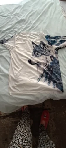 3D Printed Wolf Pattern Casual Men's T-Shirt photo review