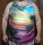 Seaside Sunset Print Tank Tops for Men photo review