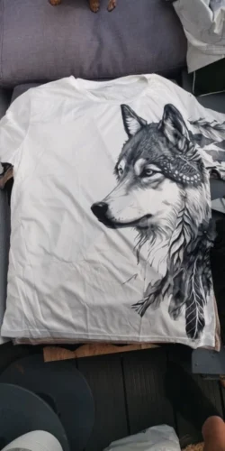 3D Printed Wolf Pattern Casual Men's T-Shirt photo review