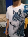 3D Printed Wolf Pattern Casual Men's T-Shirt photo review