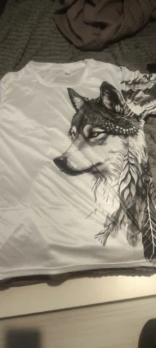 3D Printed Wolf Pattern Casual Men's T-Shirt photo review